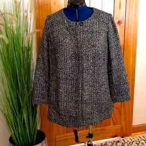 Talbots tweed pattern button front cardigan/ suit jacket